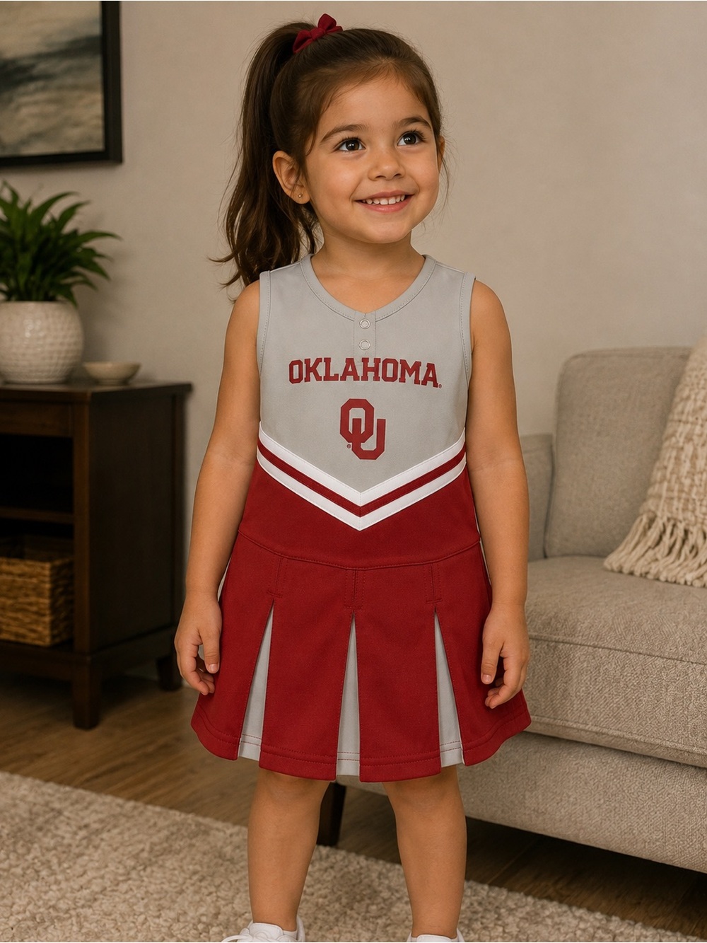 Oklahoma Youth Red & Gray Cheer Tank Dress